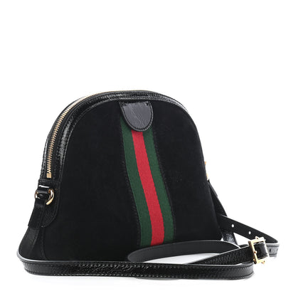 Gucci Suede Patent Web GG Small Ophidia Dome Shoulder Bag Black 3 of 9