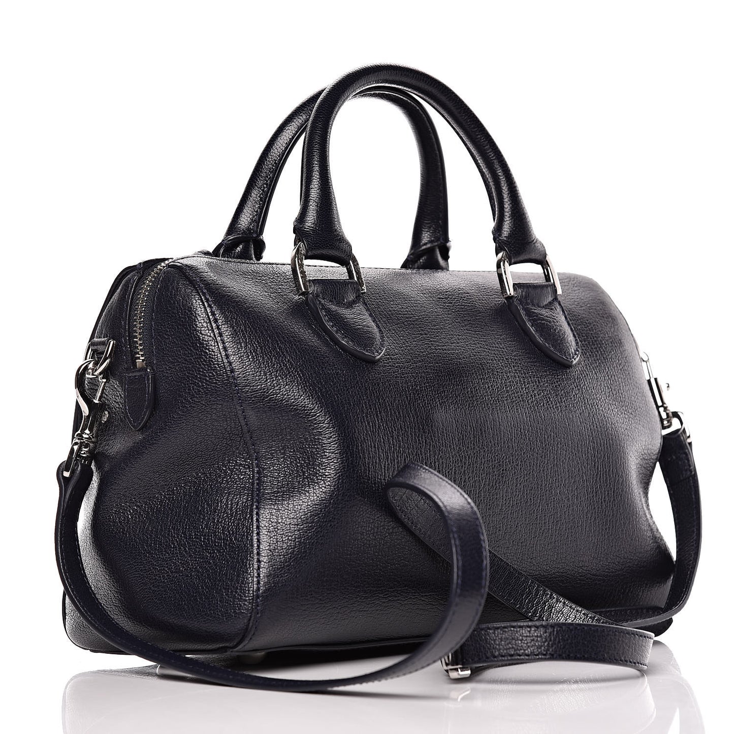 Glossy Goatskin Small Del Rey Satchel Midnight