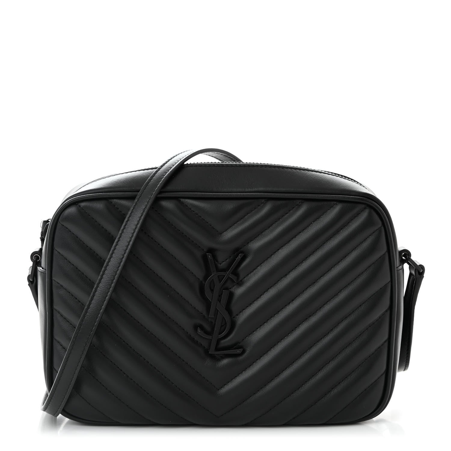 Saint Laurent Calfskin Matelasse Monogram Monochrome Lou Camera Bag Black 1 of 11