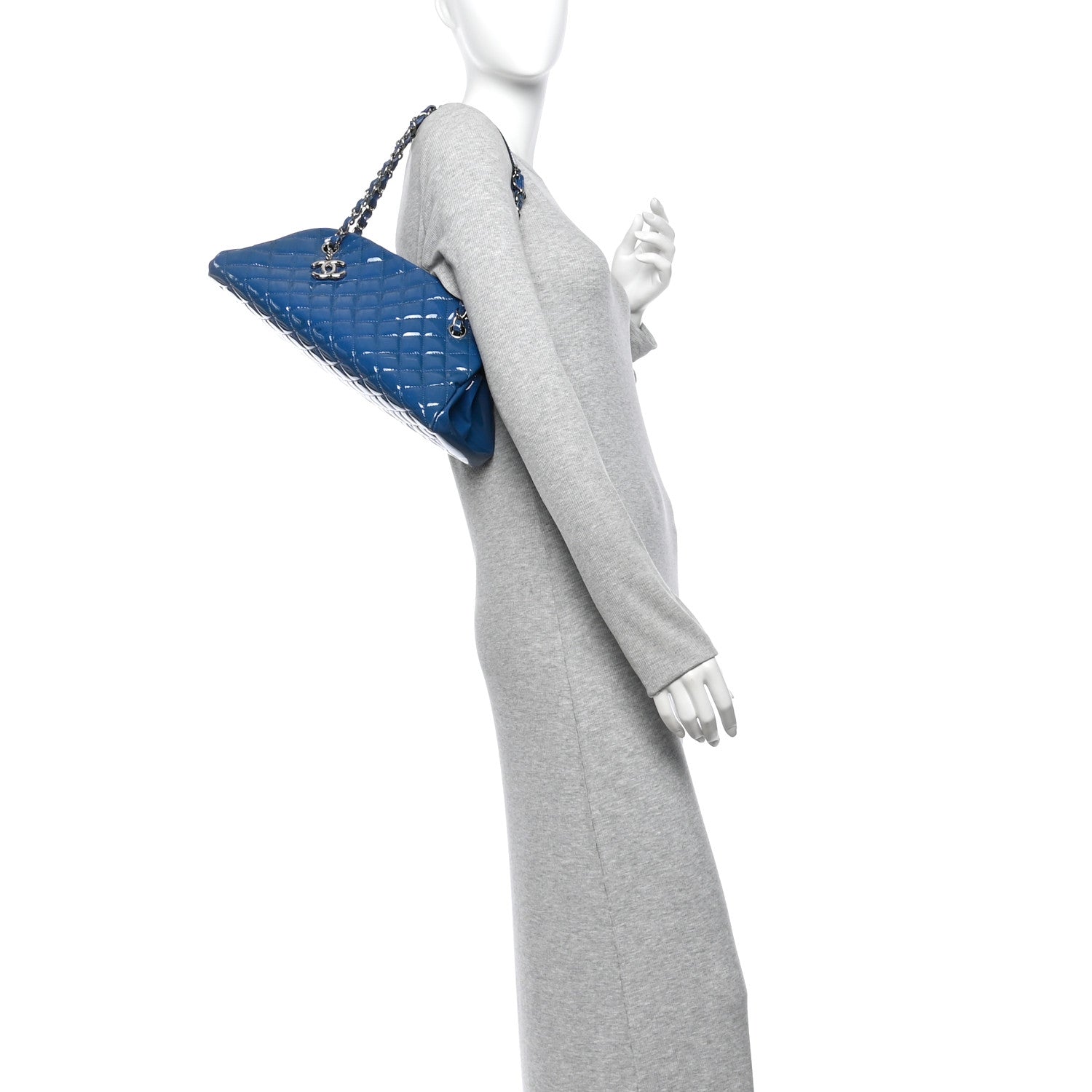 Chanel Patent Quilted Medium Just Mademoiselle Blue 2 of 13