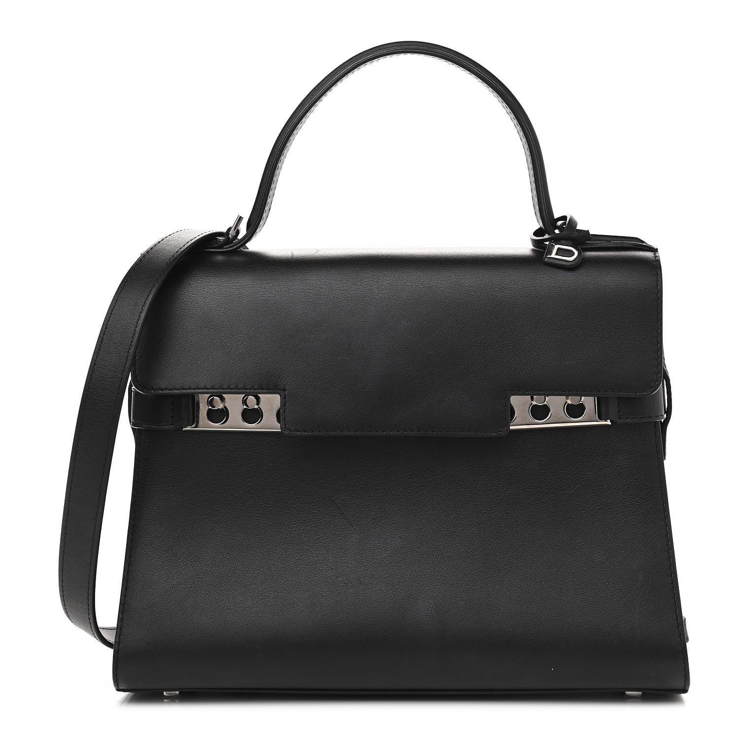 Delvaux Calfskin MM Tempete Satchel Black 1 of 25