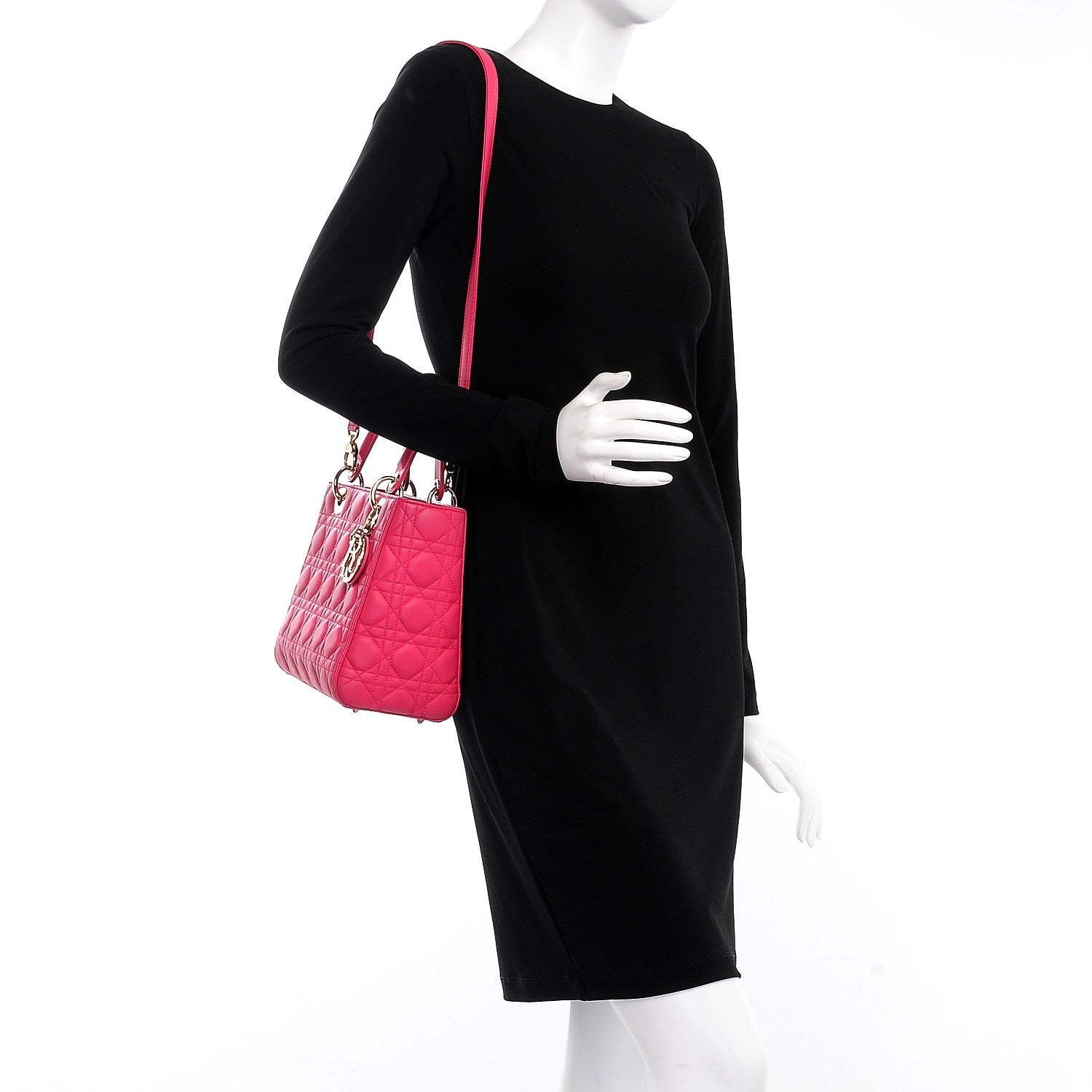 Christian Dior Lambskin Cannage Medium Lady Dior Pink 2 of 8