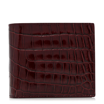 Bottega Veneta Crocodile Bi-Fold Wallet Burgundy 1 of 8