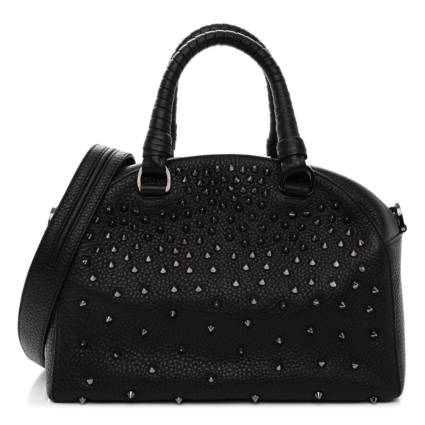 Grained Calfskin Studded Panettone Degrade Dome Bag Black