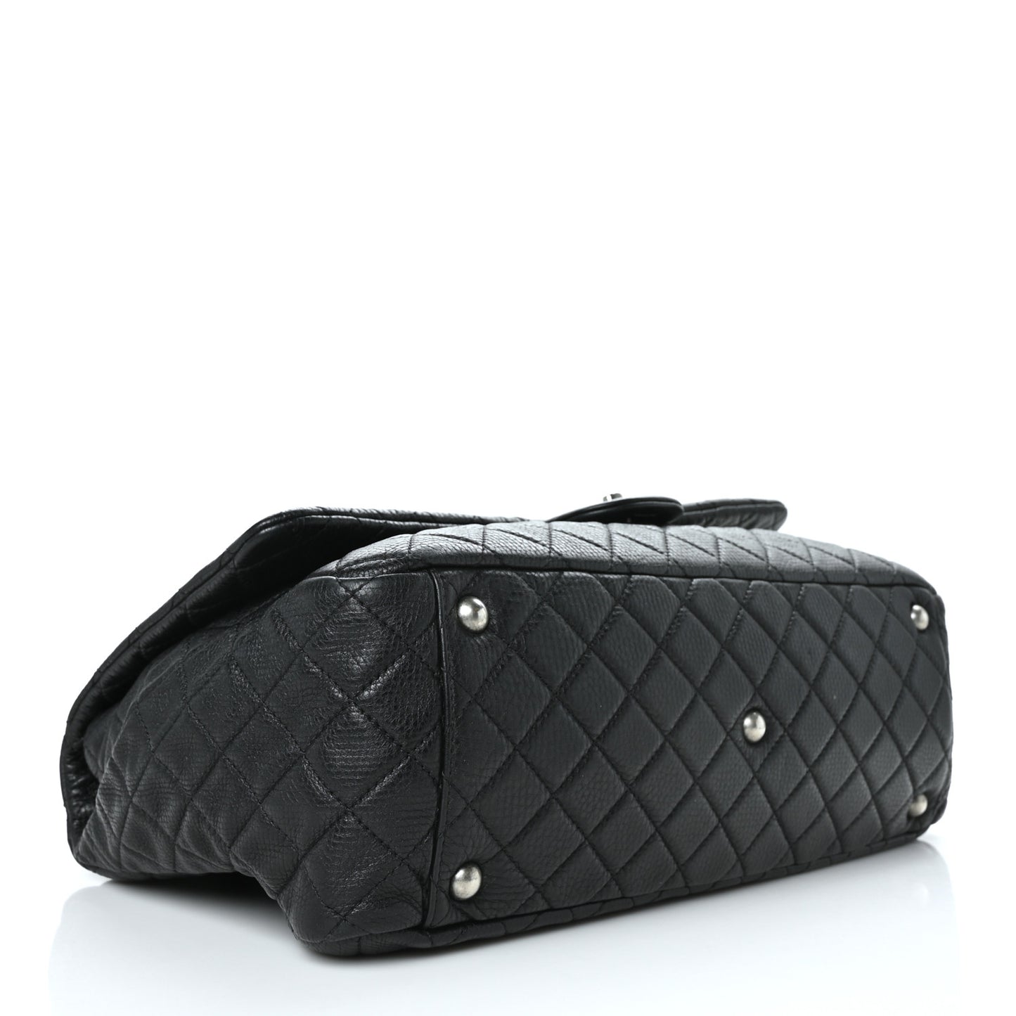 Calfskin Quilted XXL Travel Flap Bag Black