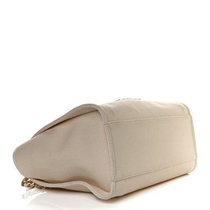 Chanel Canvas Pearl Medium Deauville Tote Ecru Beige 4 of 10