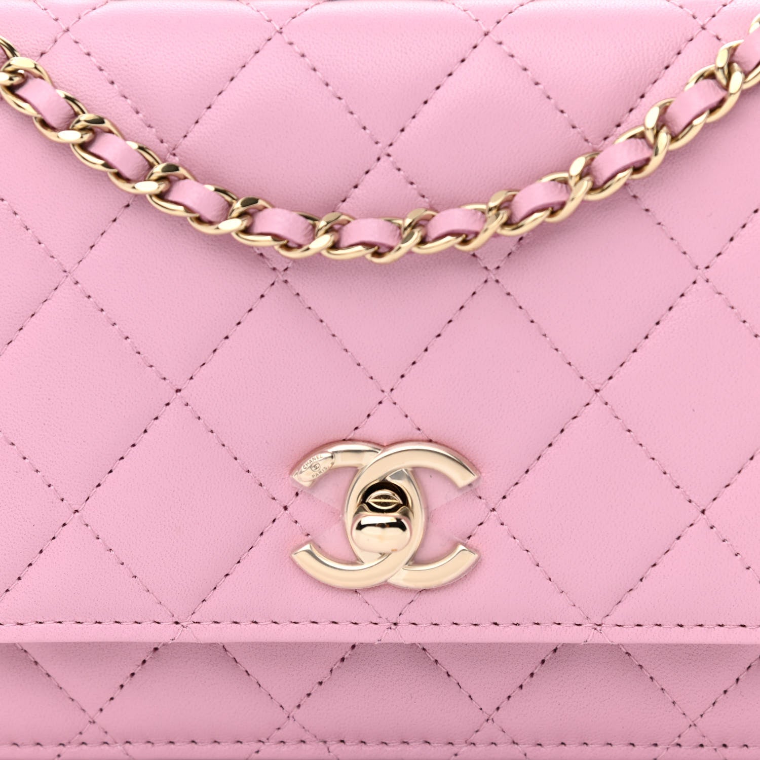Chanel Lambskin Quilted Trendy CC Wallet On Chain WOC Pink 9 of 12