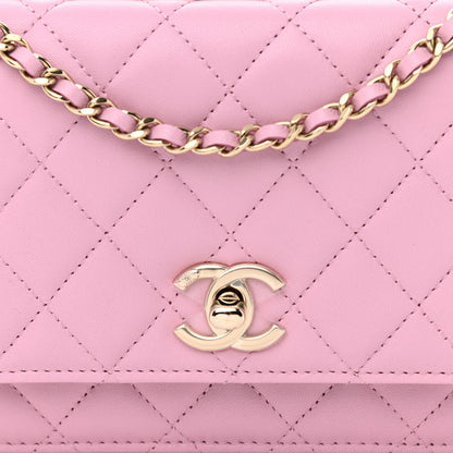 Chanel Lambskin Quilted Trendy CC Wallet On Chain WOC Pink 9 of 12