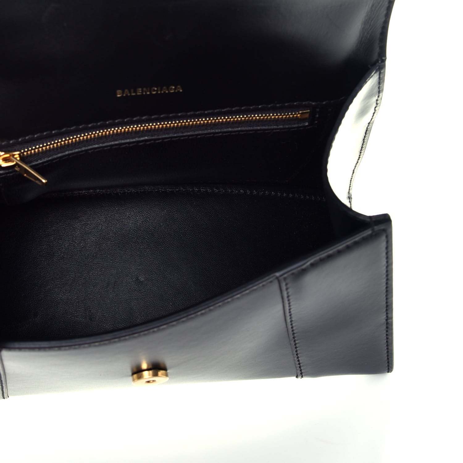 Balenciaga Shiny Box Calfskin Small Hourglass Top Handle Bag Black 6 of 9