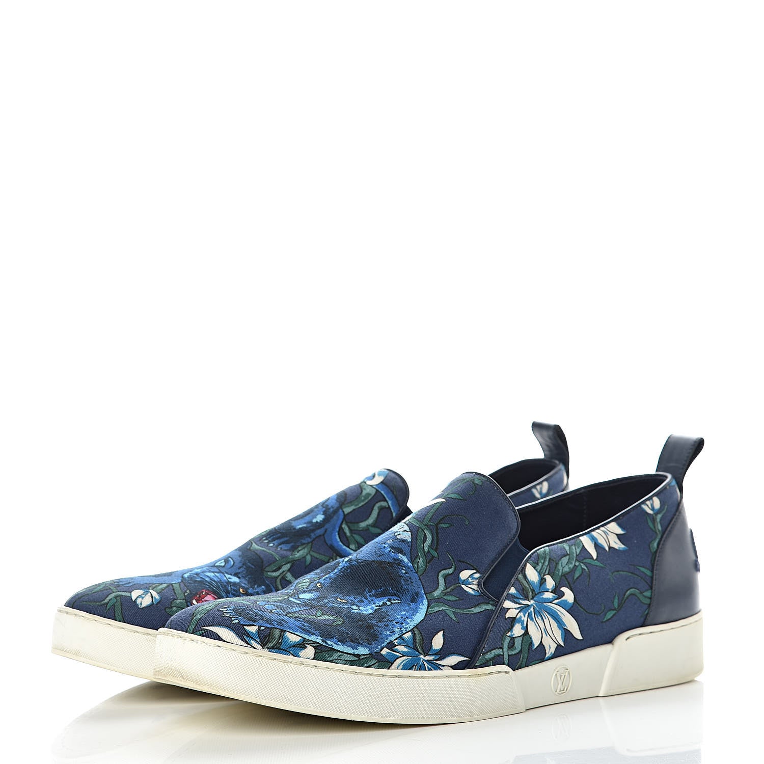 Louis Vuitton Canvas Printed Match-Up Slip On Sneakers 12 Blue 3 of 12