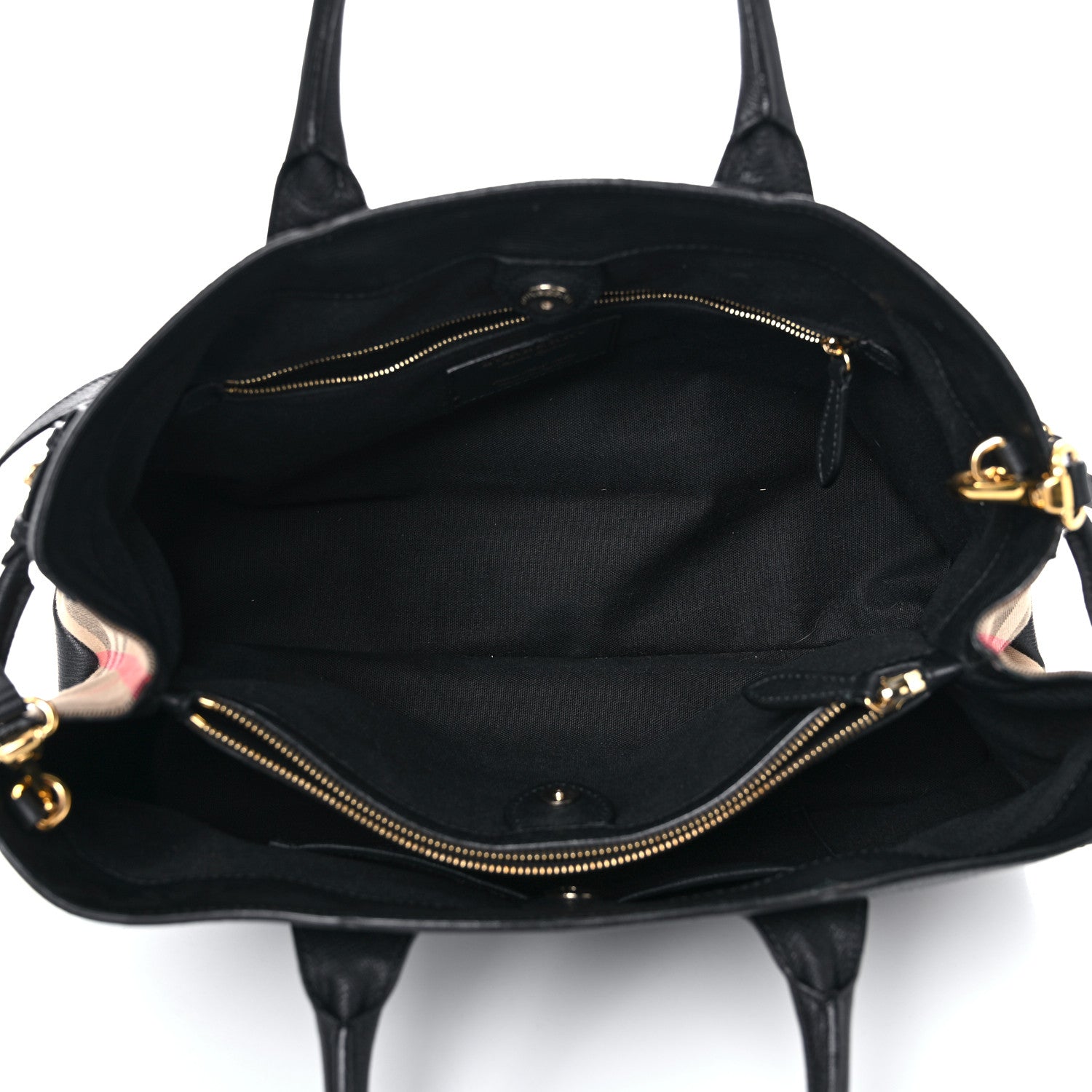 Burberry Grainy Calfskin House Check Large Banner Tote Black 5 of 22