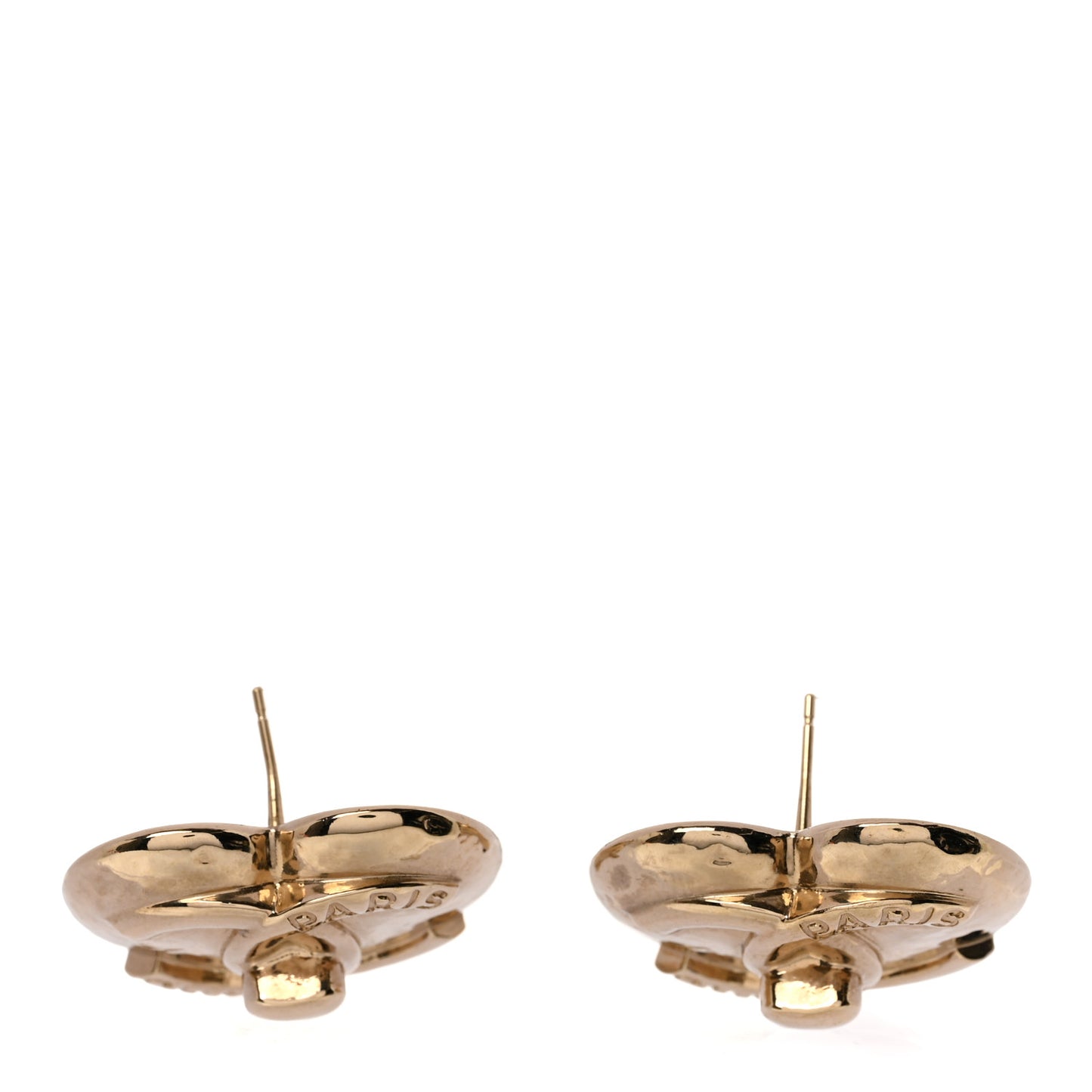 Metal CC Heart Turnlock Earrings Gold