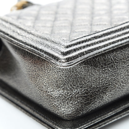 Chanel Cracked Metallic Calfskin Quilted New Medium Boy Flap Silver 12 of 14