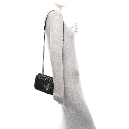 Gucci Sequin Matelasse Diagonal Mini GG Marmont Shoulder Bag Black 2 of 10