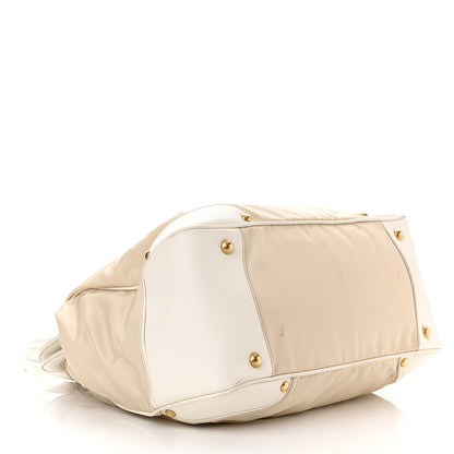Prada Nylon Tessuto Vitello Daino Tote White 4 of 13