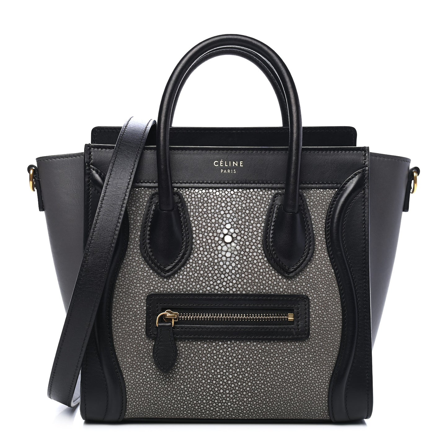 Stingray Smooth Calfskin Nano Tri-Color Luggage Smoke