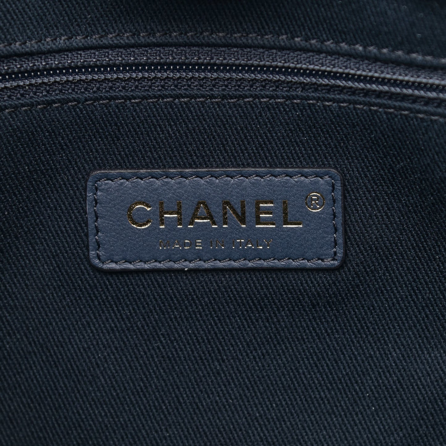 Lurex Canvas Small Deauville Tote Navy Blue Gold
