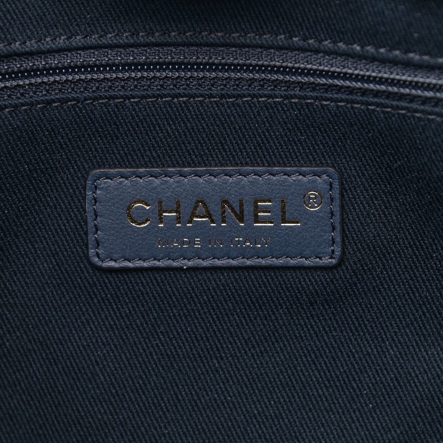Chanel Lurex Canvas Small Deauville Tote Navy Blue Gold 6 of 12