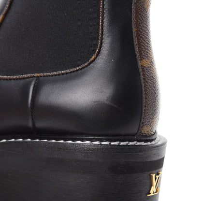 Louis Vuitton Calfskin Monogram Beaubourg Ankle Boots 38.5 Black 8 of 9