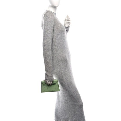 Hermes Ostrich Kelly Sellier Mini 20 Vert Criquet 2 of 11