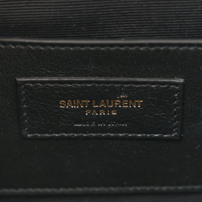 Saint Laurent Grain De Poudre Textured Mixed Matelasse Triquilt Small Monogram Satchel Dark Beige 6 of 14