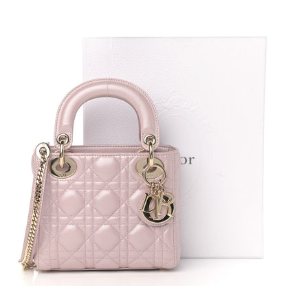 Christian Dior Metallic Lambskin Cannage Mini Lady Dior Lotus 14 of 14