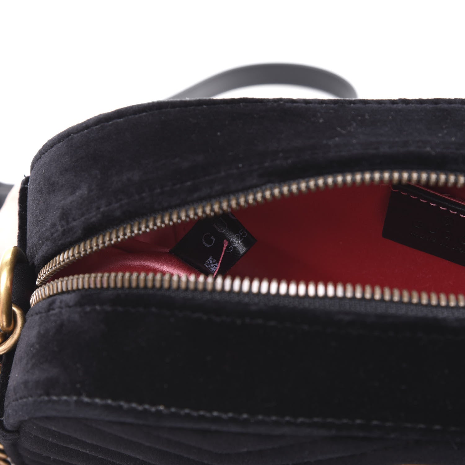 Gucci Velvet Matelasse Small GG Marmont Chain Shoulder Bag Black 7 of 9
