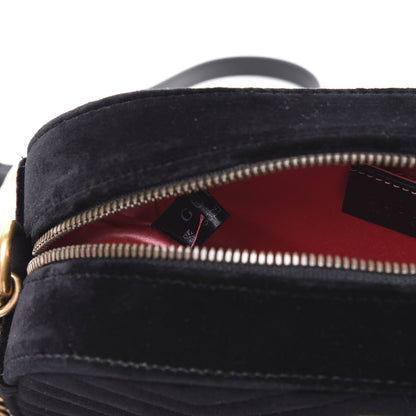 Gucci Velvet Matelasse Small GG Marmont Chain Shoulder Bag Black 7 of 9