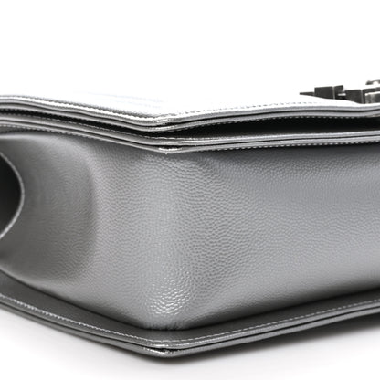 Chanel Metallic Caviar Quilted Medium Boy Flap Silver 9 of 11