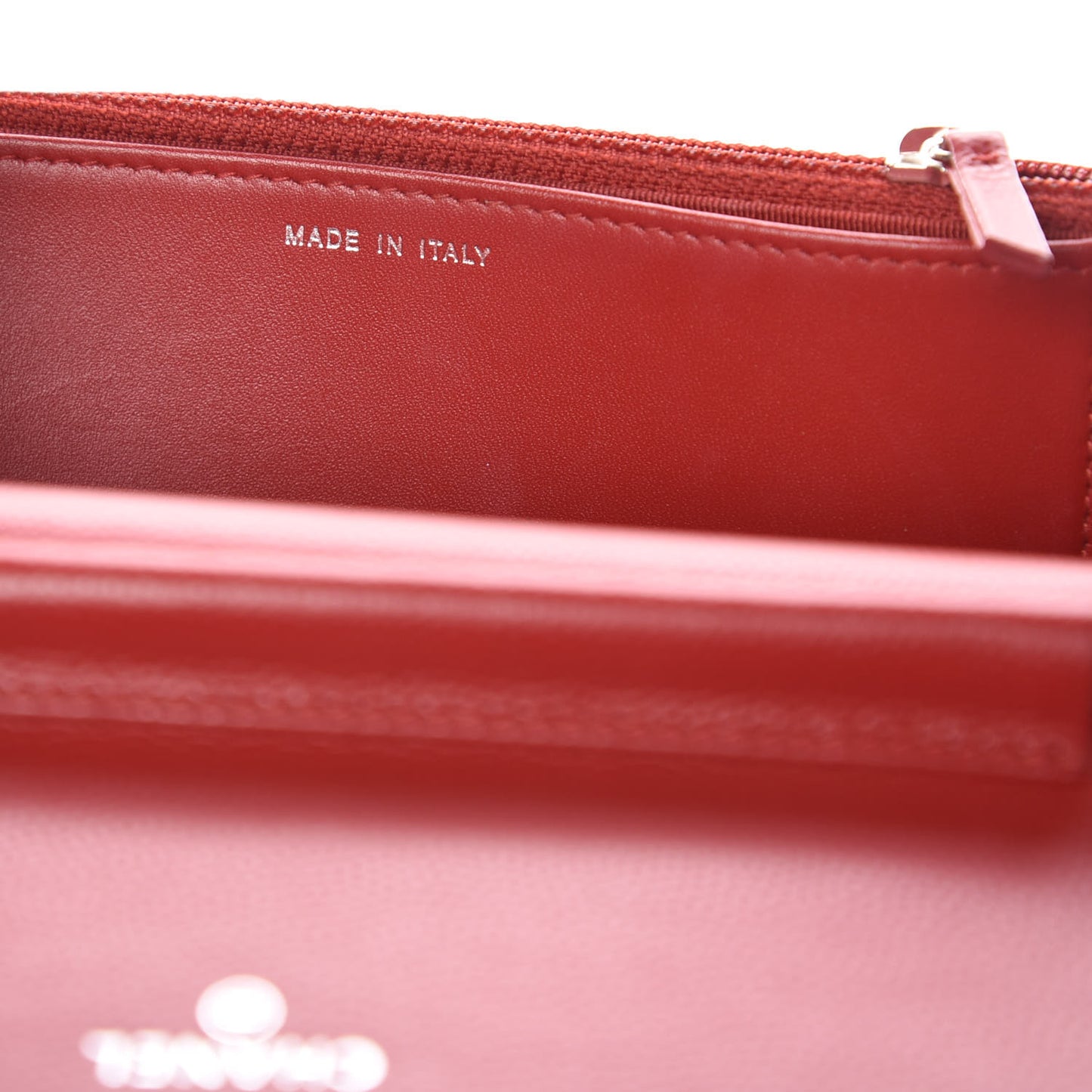 Caviar Chevron Quilted Wallet On Chain WOC Red