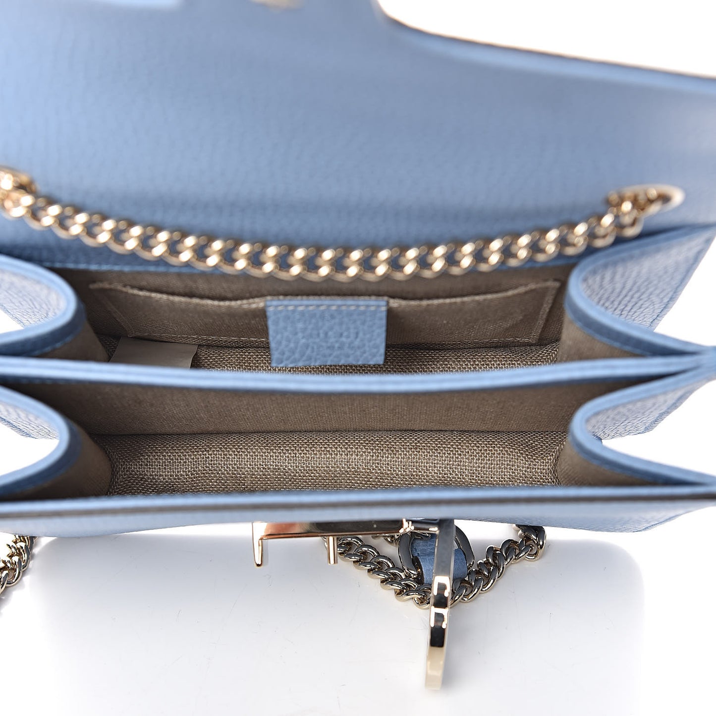 Dollar Calfskin Small Interlocking G Shoulder Bag Mineral Blue