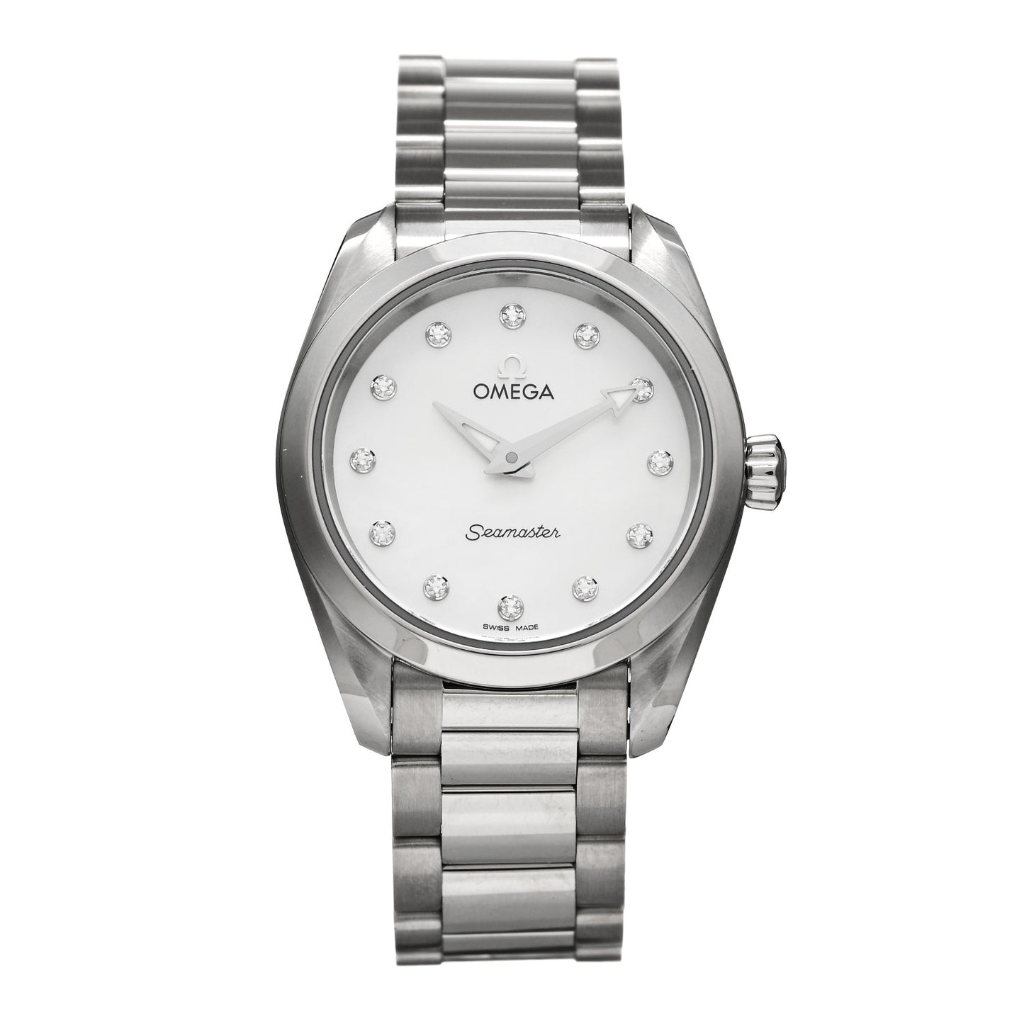 Stainless Steel Diamond Mother of Pearl 28mm Seamaster Aqua Terra Quartz Watch 220.10.28.60.55.001
