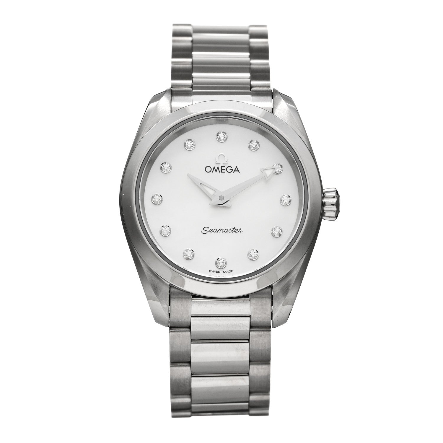 Omega Stainless Steel Diamond Mother of Pearl 28mm Seamaster Aqua Terra Quartz Watch 220.10.28.60.55.001 1 of 4