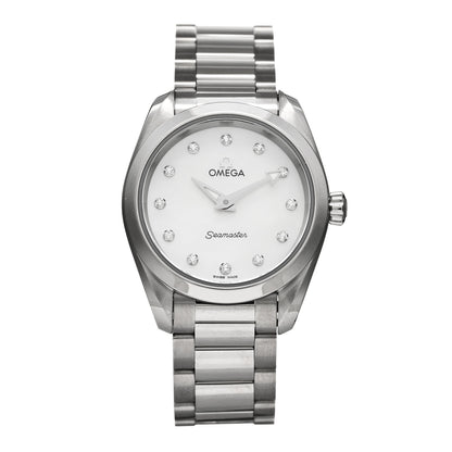 Omega Stainless Steel Diamond Mother of Pearl 28mm Seamaster Aqua Terra Quartz Watch 220.10.28.60.55.001 1 of 4
