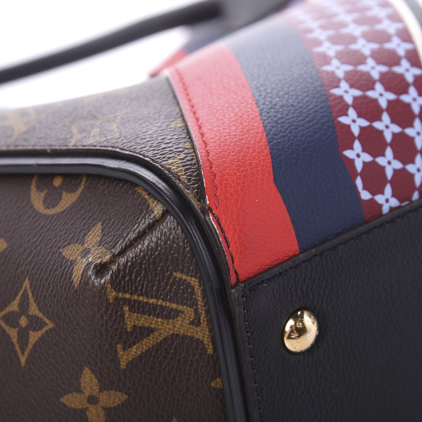Calfskin Monogram Kimono Tote MM Rouge Navy