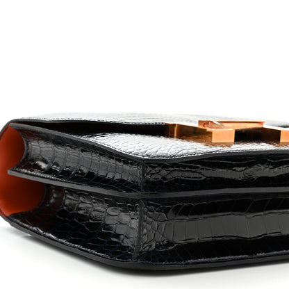 Hermes Shiny Alligator Verso Constance 24 Bleu Marine Cuivre 9 of 11