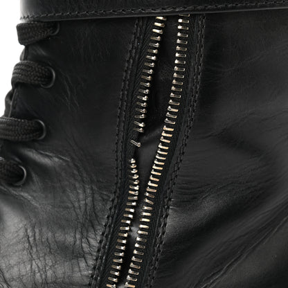 Prada Vitello Lux Nylon Metal Triangle Logo Monolith Pouch Pocket 55mm Tall Combat Boots 41 Black 11 of 11