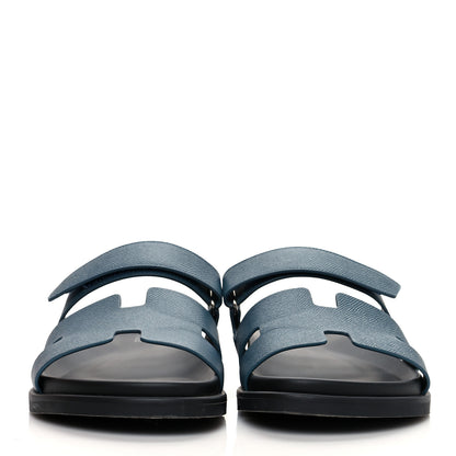 Hermes Epsom Mens Chypre Sandals 44 Bleu Canard 2 of 10