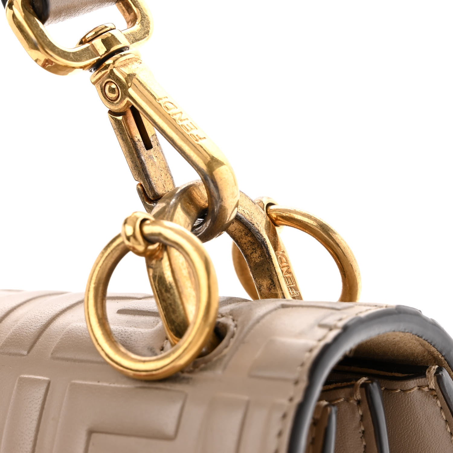 Fendi Vitello Liberty FF 1974 Embossed Kan I Shoulder Bag Tortora 18 of 18