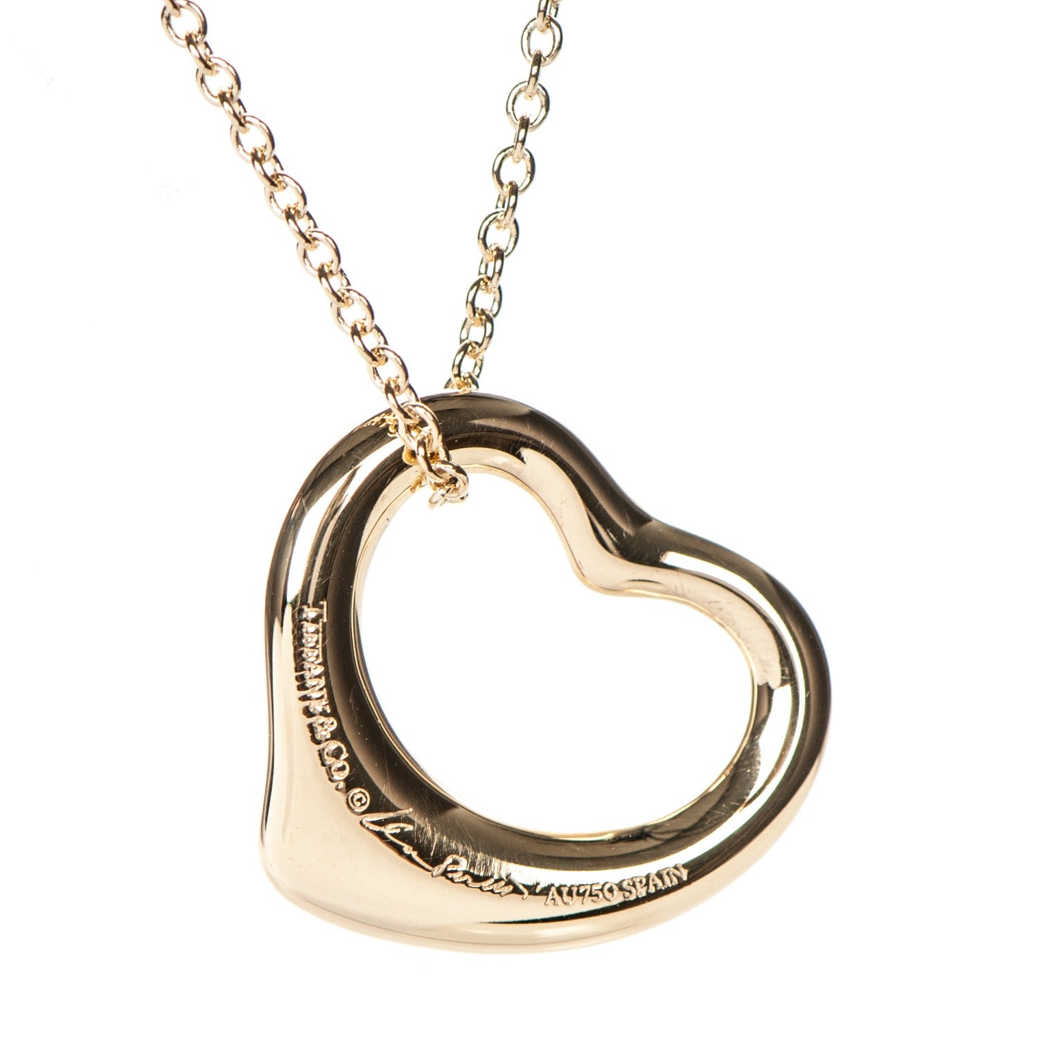Tiffany 18K Yellow Gold Yellow Diamond 16mm Elsa Peretti Open Heart Pendant Necklace 4 of 7