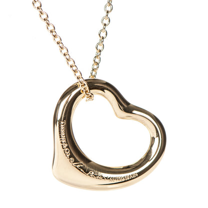Tiffany 18K Yellow Gold Yellow Diamond 16mm Elsa Peretti Open Heart Pendant Necklace 4 of 7