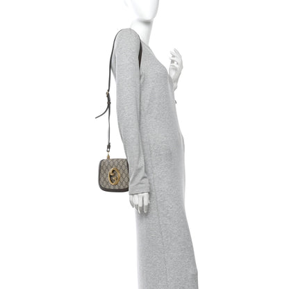 Gucci GG Supreme Monogram Textured Dollar Calfskin Mini Blondie Chain Shoulder Flap Bag Beige Ebony New Acero 2 of 11