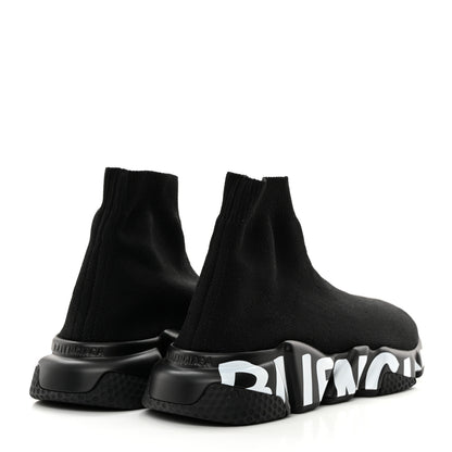 Balenciaga Neoprene Knit Womens Speed Graffiti Sneakers 38 Black White 4 of 9