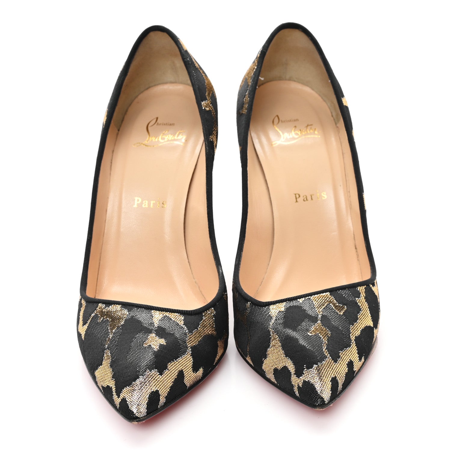 Christian Louboutin Lurex Feline Corneille 100 Pumps 38.5 Black Gold 3 of 11