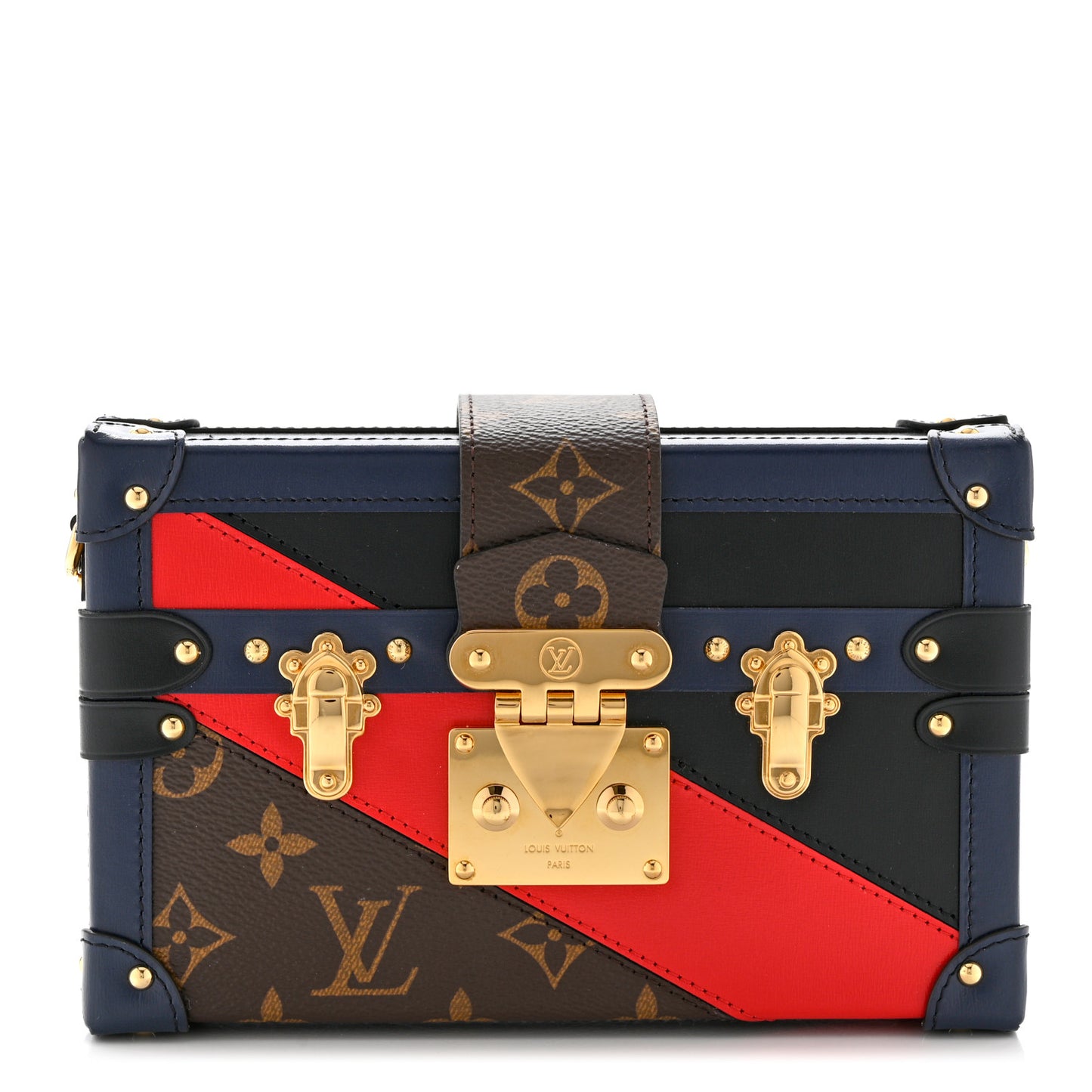 Monogram Malletage Print Petite Malle Marine Rouge