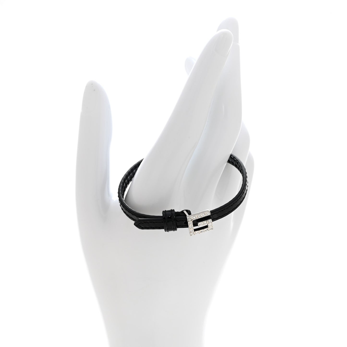 Patent Crystal G Buckle Bracelet S Black