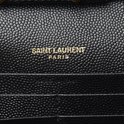 Saint Laurent Grain De Poudre Matelasse Chevron Monogram Chain Wallet Black 6 of 8