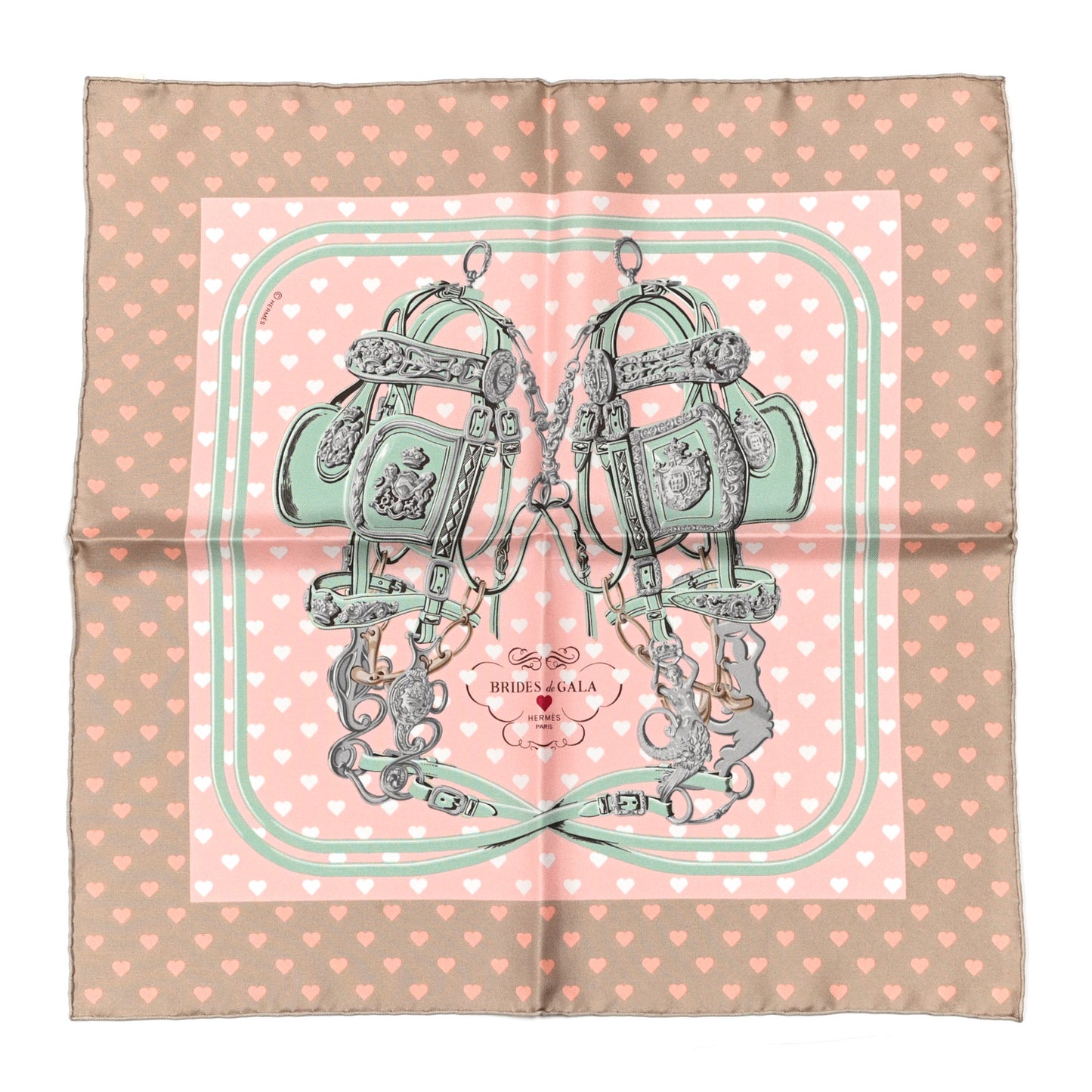 Silk Brides De Gala Love Pocket Square Beige Rose Dragee Vert Amande