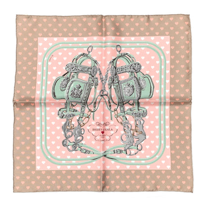 Hermes Silk Brides De Gala Love Pocket Square Beige Rose Dragee Vert Amande 1 of 4