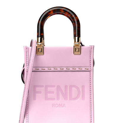 Fendi Vitello King Plexiglass Logo Embossed Mini Fendi Sunshine Shopper Tote Lavanda 7 of 9